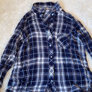 Motherhood Maternity Blue Plaid Shirt size xl